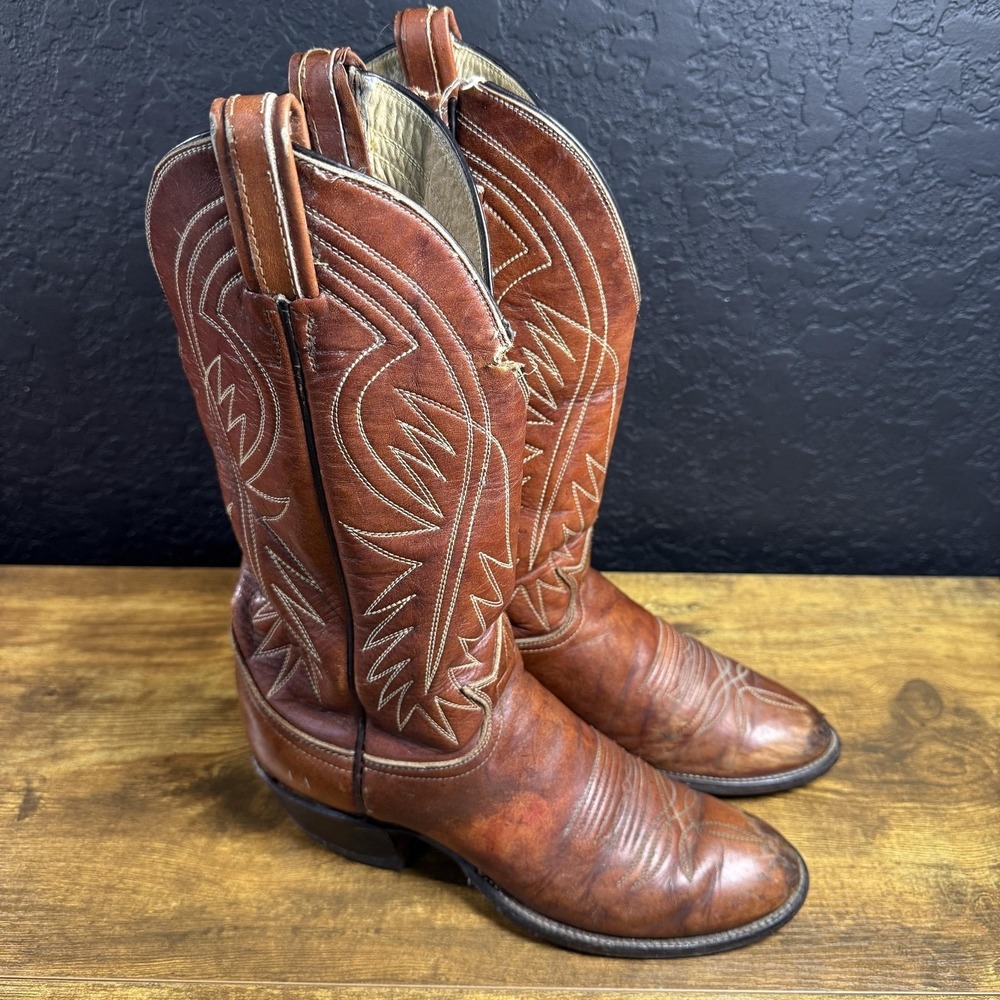 Tony Lama 3617 Brown Leather Western Cowboy Boots Mens 7.5